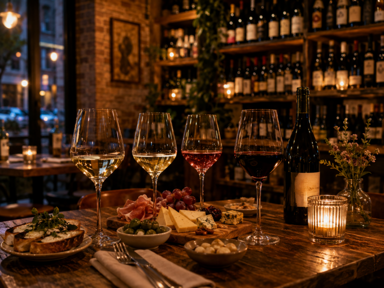 Wine tasting with red, white, and rosé wines at an intimate Chicago wine bar