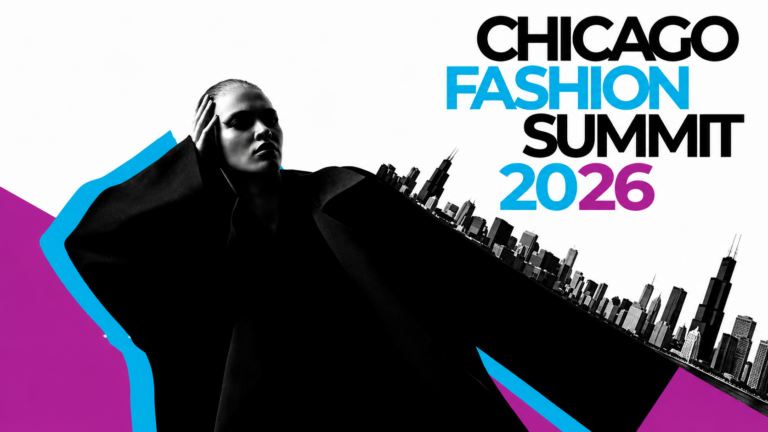 Chicago Fashion Summit 2026 promotional artwork featuring a fashion model and Chicago skyline